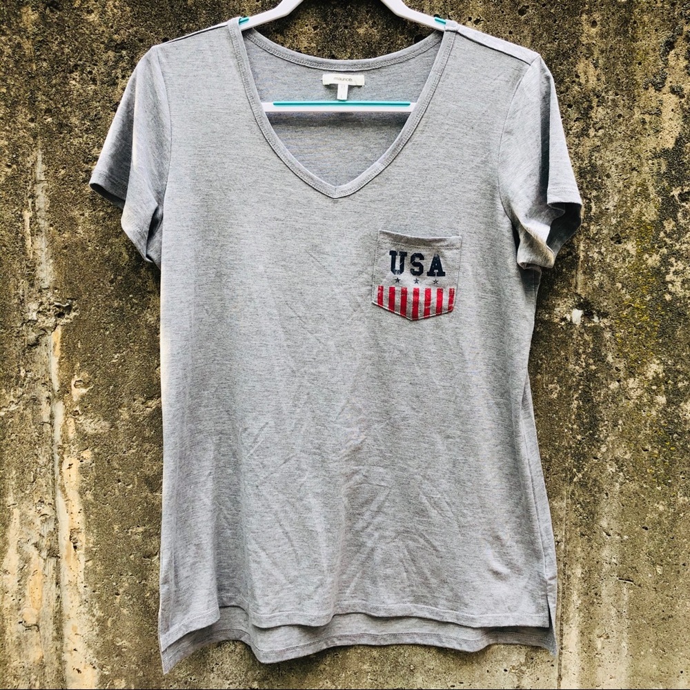 Maurices USA Pocket V-Neck Shirt